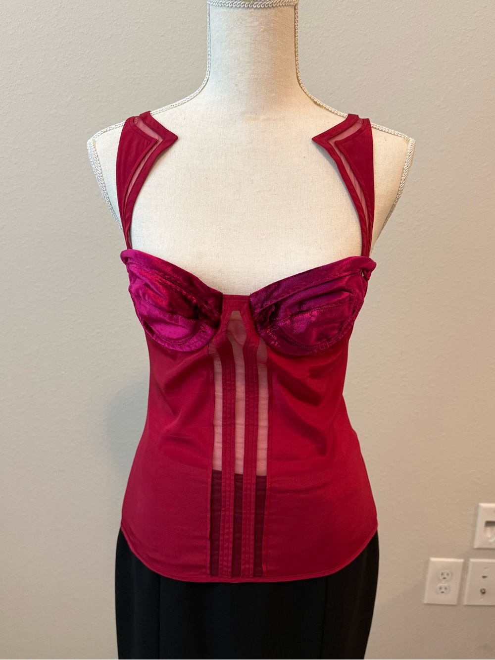 Gucci by Tom Ford 2005 Runway Silk Velvet Bustier Top Vintage